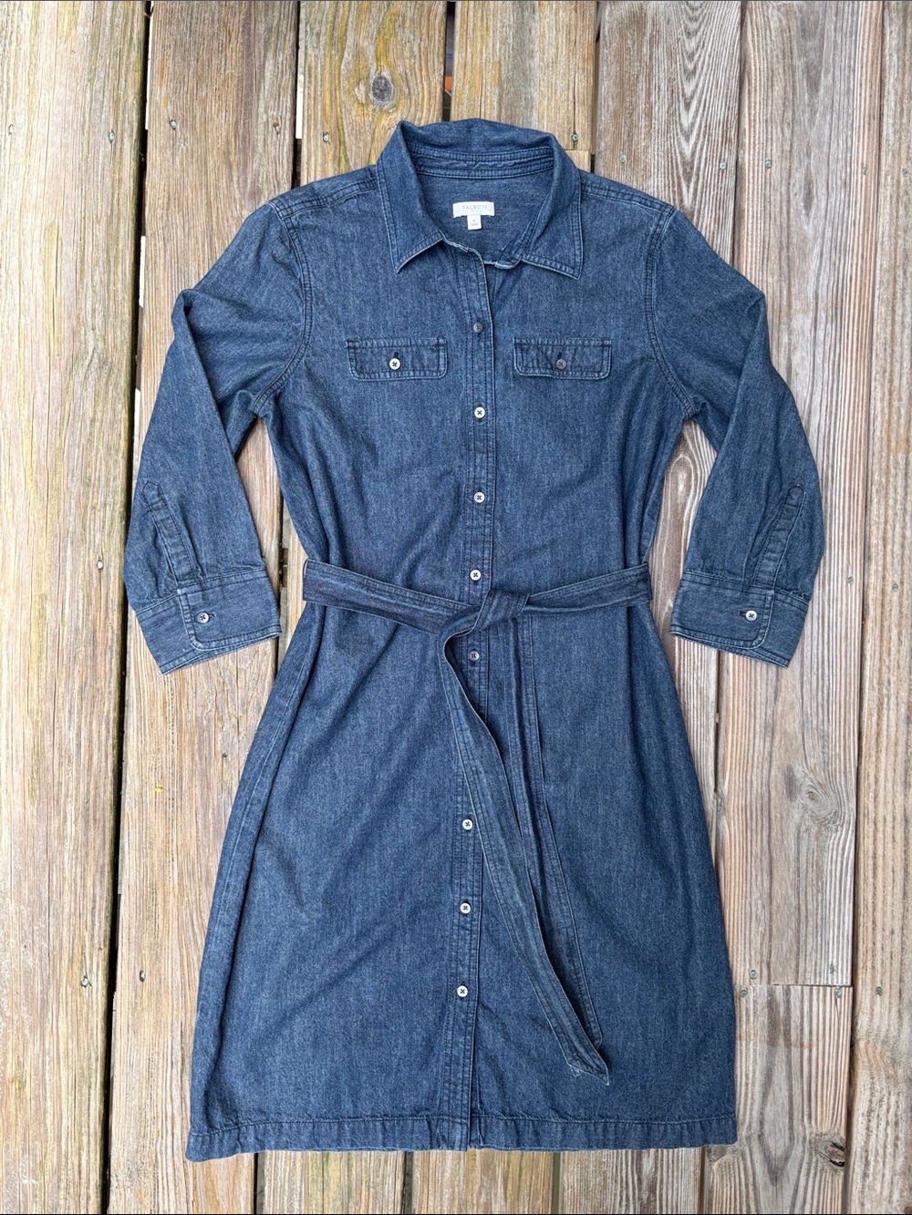 TALBOTS | Blue Denim Utility Preppy Casual Office Belted Shirt Dress‎ | Size 6